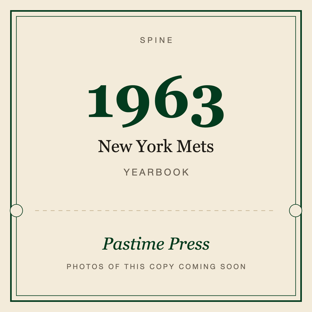 1963 New York Mets Yearbook, spine