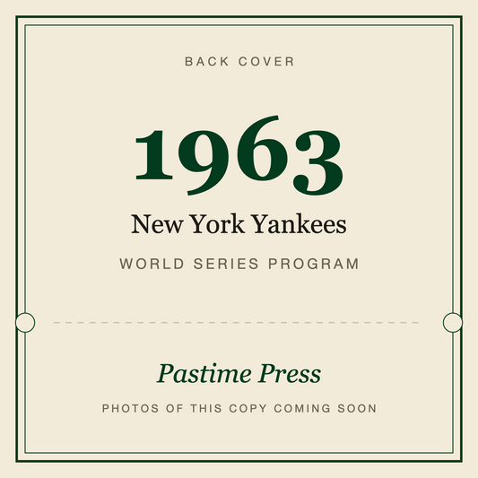 1963 New York Yankees World Series Program, back cover