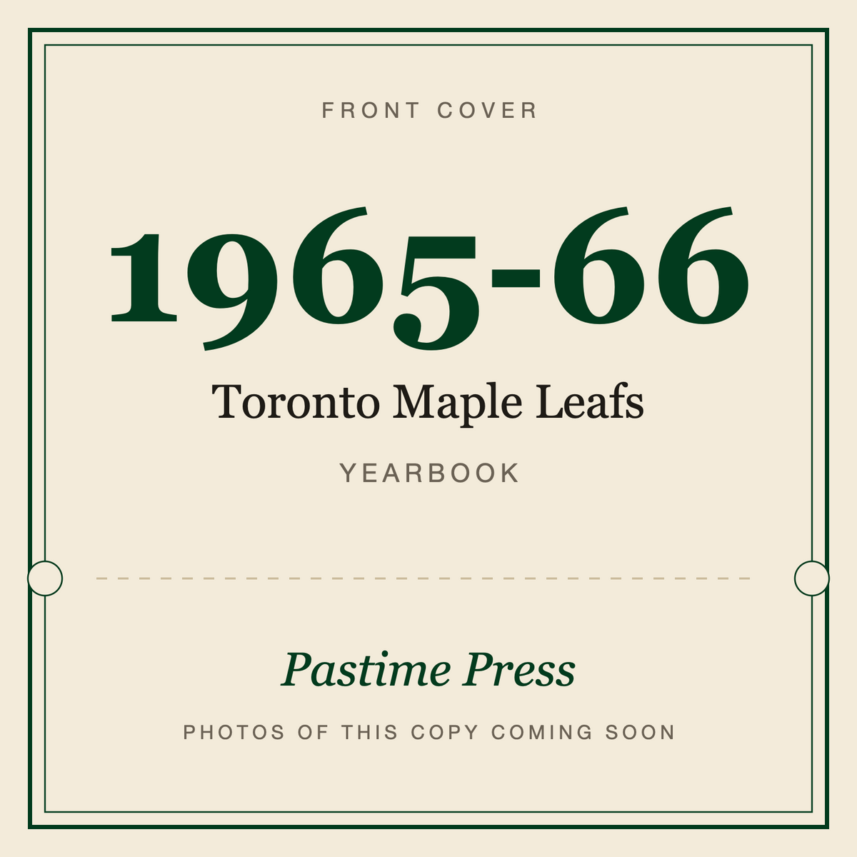 1965-66 Toronto Maple Leafs Yearbook, front cover
