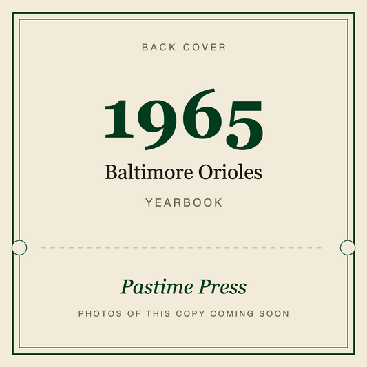 1965 Baltimore Orioles Yearbook, back cover