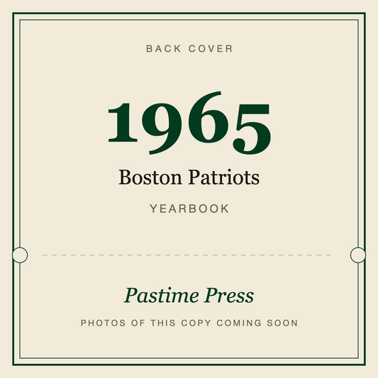 1965 Boston Patriots Yearbook, back cover