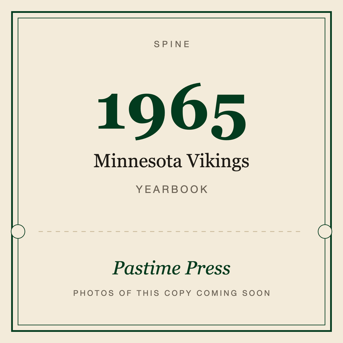 1965 Minnesota Vikings Yearbook, spine