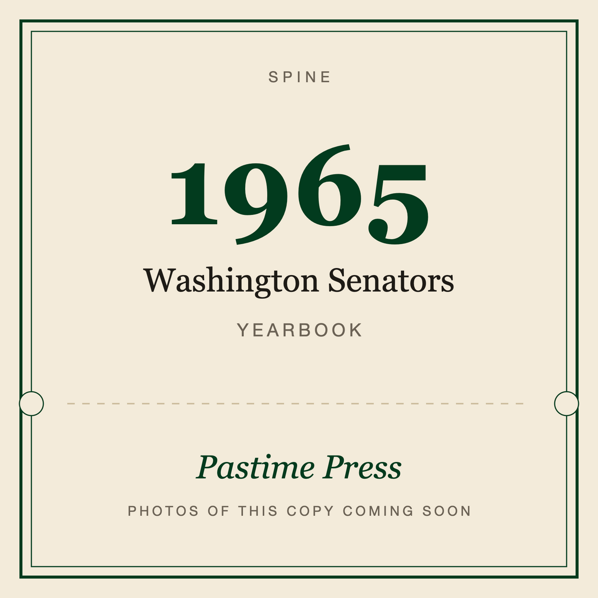 1965 Washington Senators Yearbook, spine