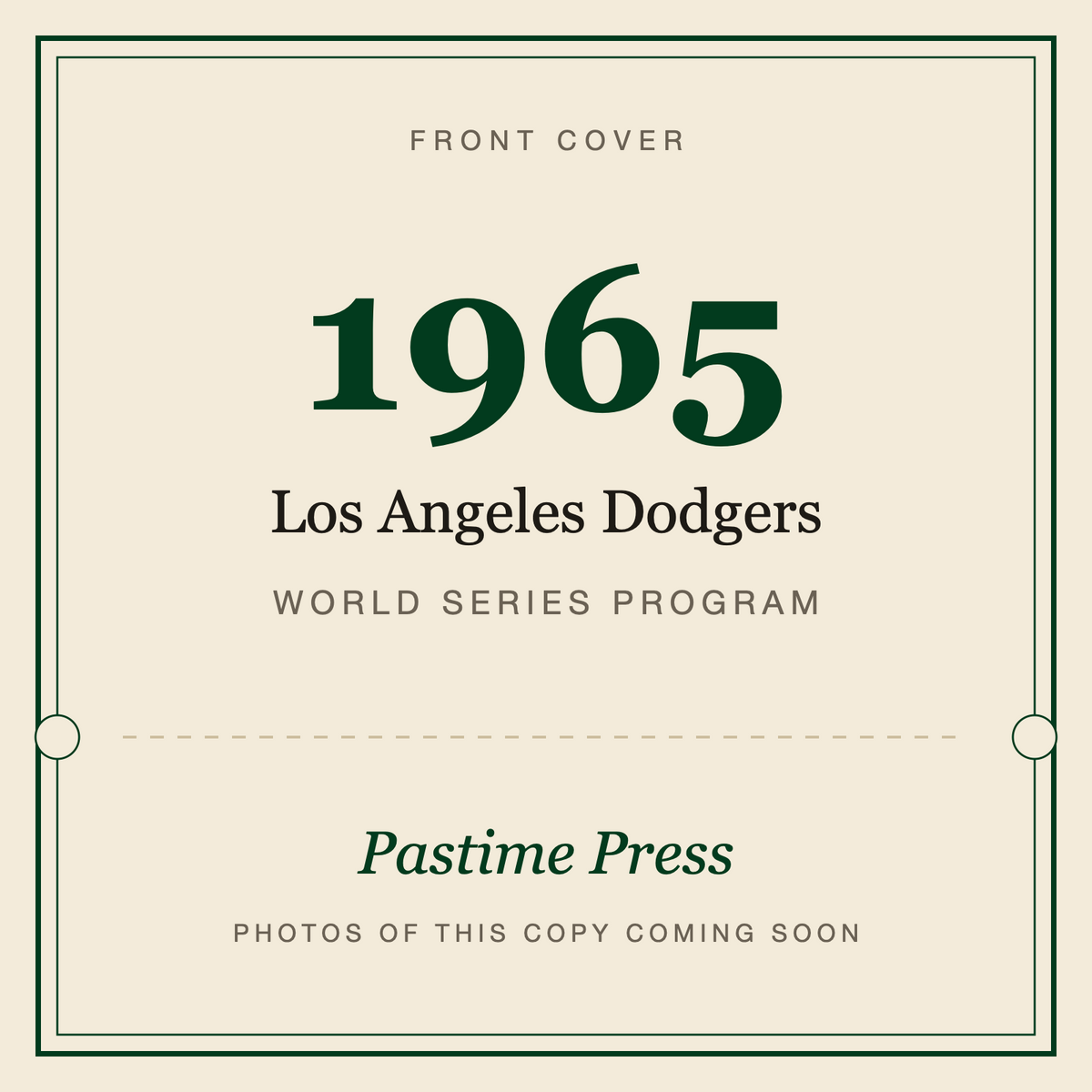 1965 Los Angeles Dodgers World Series Program, front cover