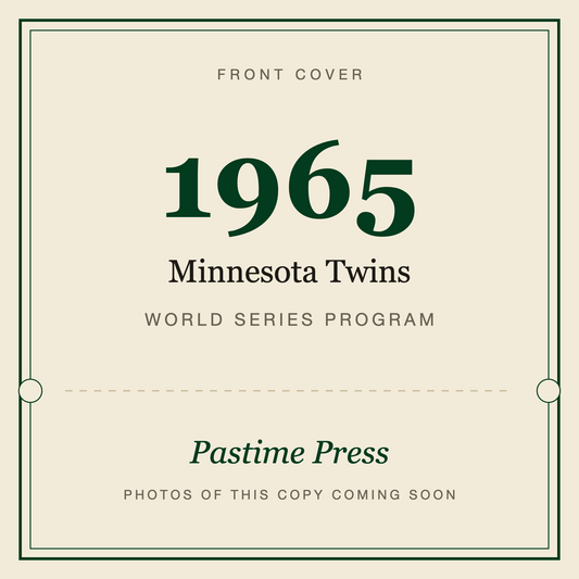 1965 Minnesota Twins World Series Program, front cover