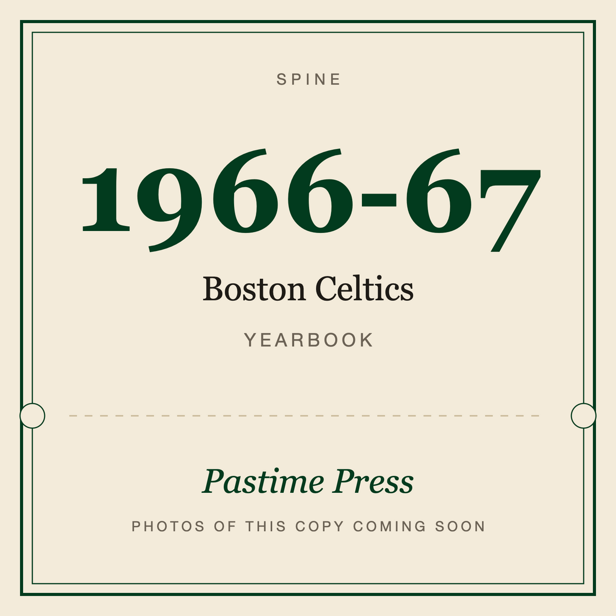 1966-67 Boston Celtics Yearbook, spine