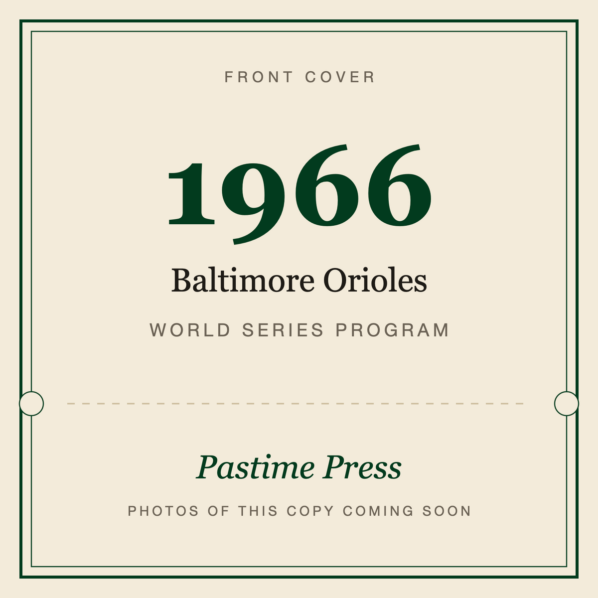 1966 Baltimore Orioles World Series Program, front cover
