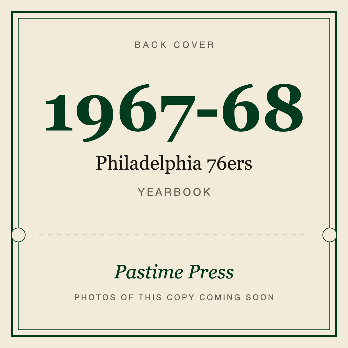 1967-68 Philadelphia 76ers Yearbook, back cover