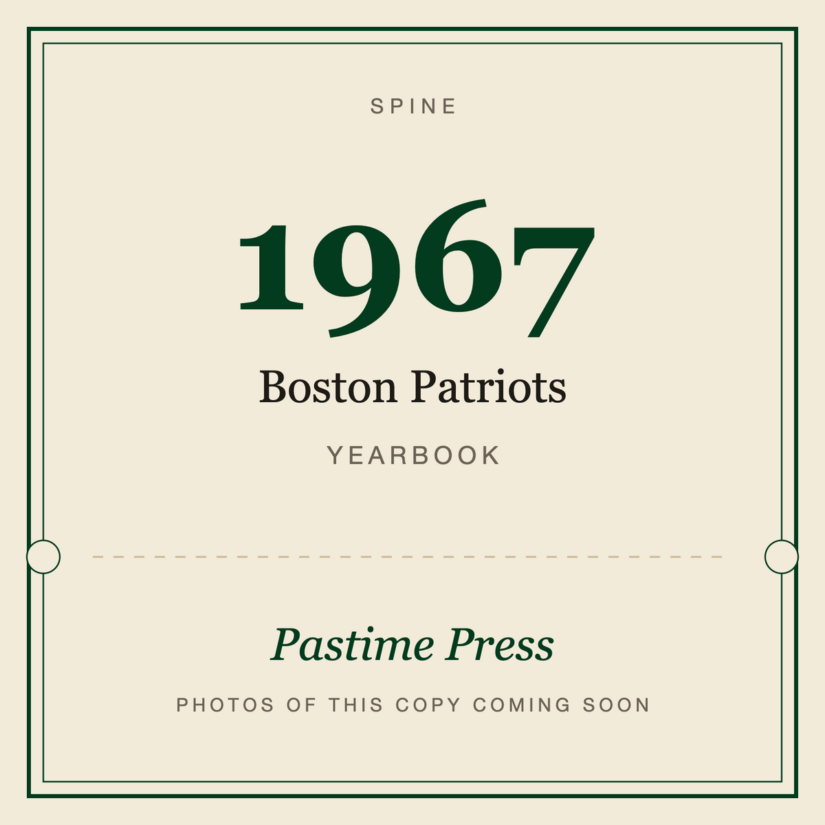 1967 Boston Patriots Yearbook, spine