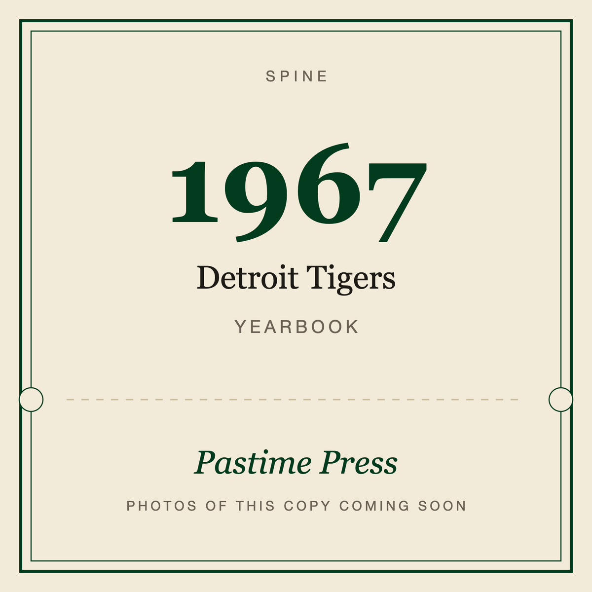 1967 Detroit Tigers Yearbook, spine