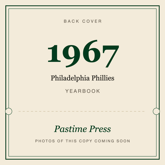 1967 Philadelphia Phillies Yearbook, back cover