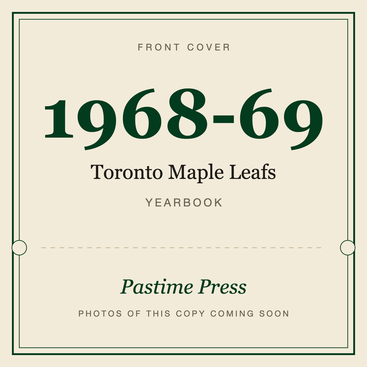 1968-69 Toronto Maple Leafs Yearbook, front cover