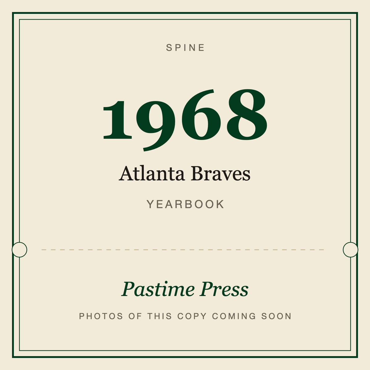 1968 Atlanta Braves Yearbook, spine