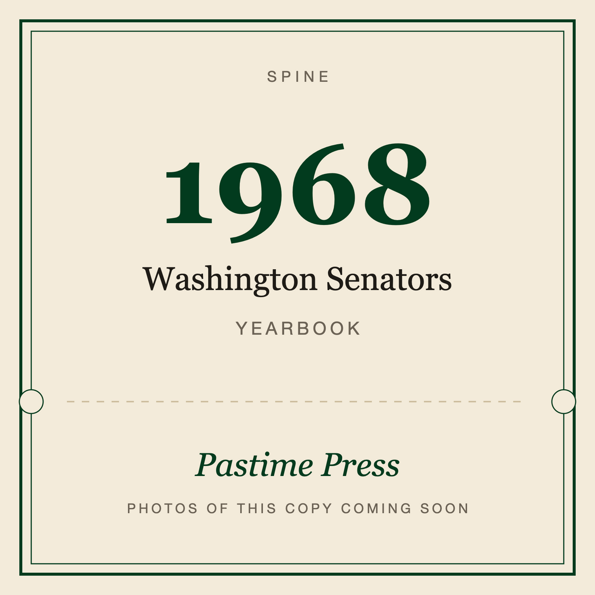 1968 Washington Senators Yearbook, spine