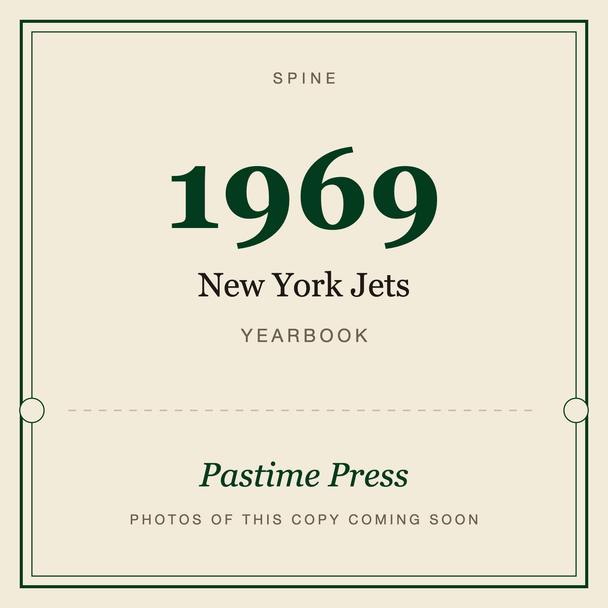 1969 New York Jets Yearbook, spine
