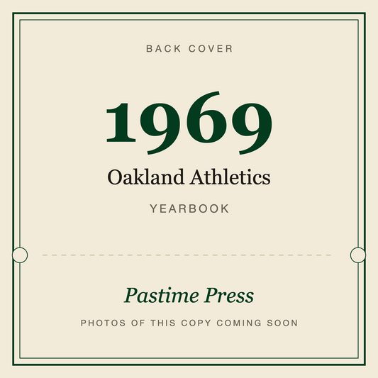 1969 Oakland Athletics Yearbook, back cover