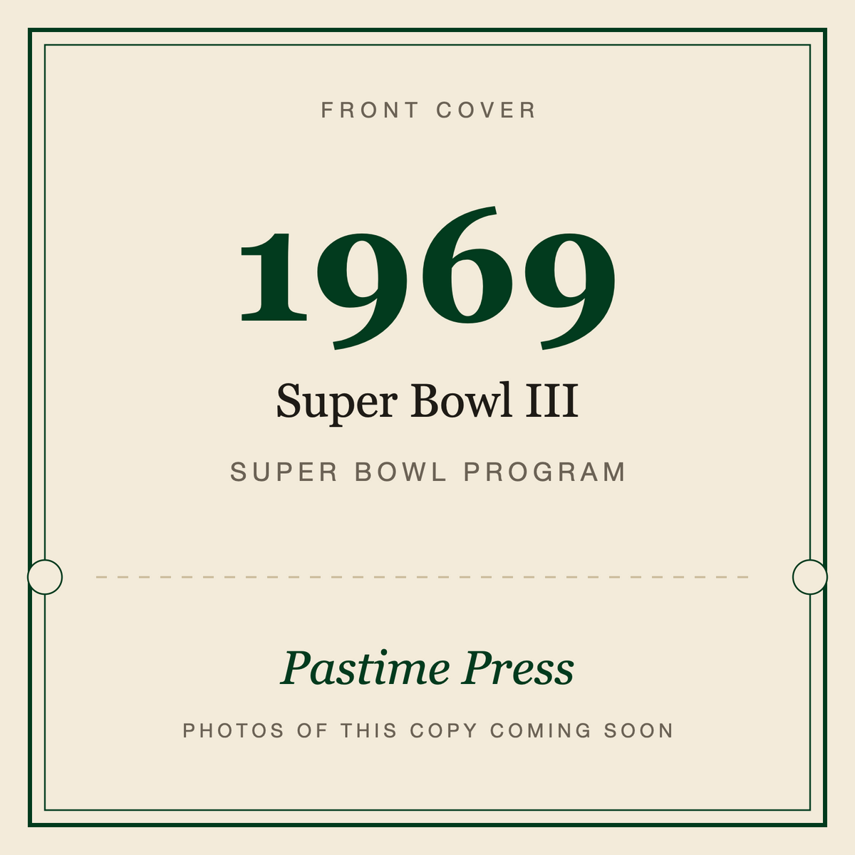 1969 Super Bowl III Program, front cover
