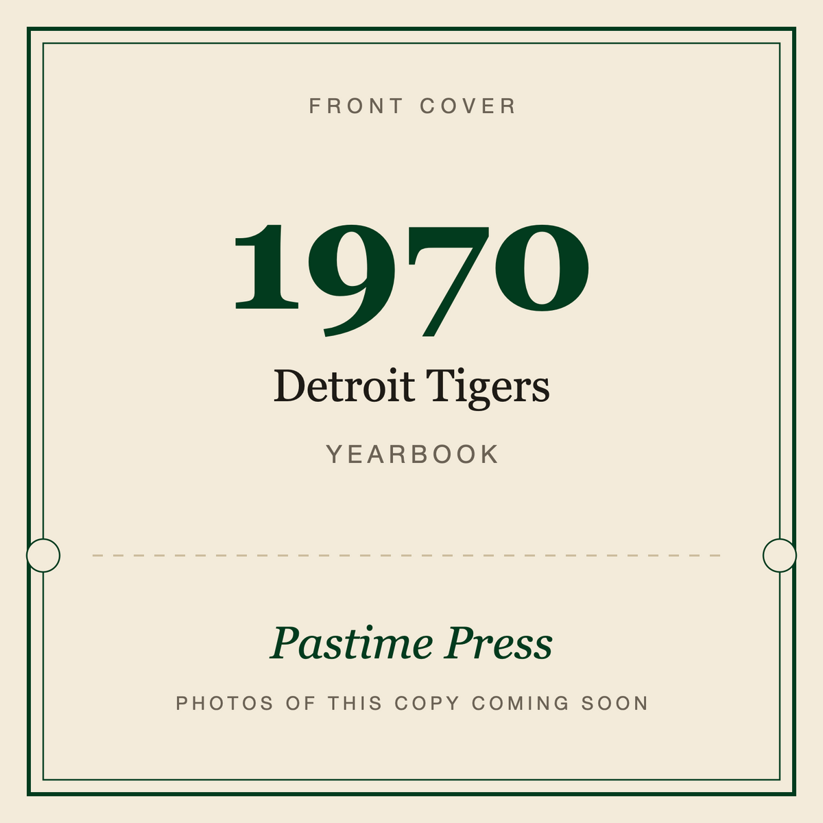 1970 Detroit Tigers Yearbook, front cover