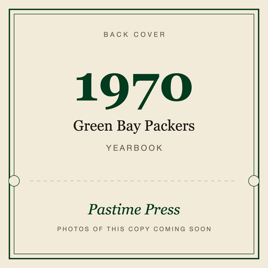 1970 Green Bay Packers Yearbook, back cover