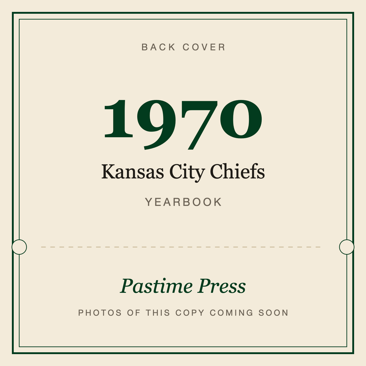 1970 Kansas City Chiefs Yearbook, back cover
