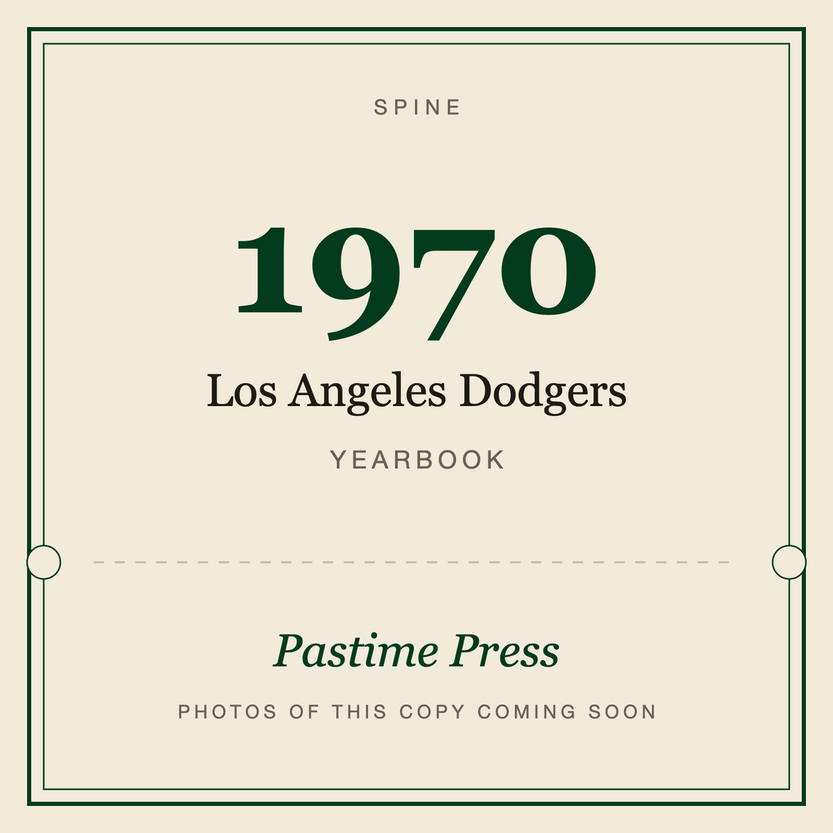 1970 Los Angeles Dodgers Yearbook, spine