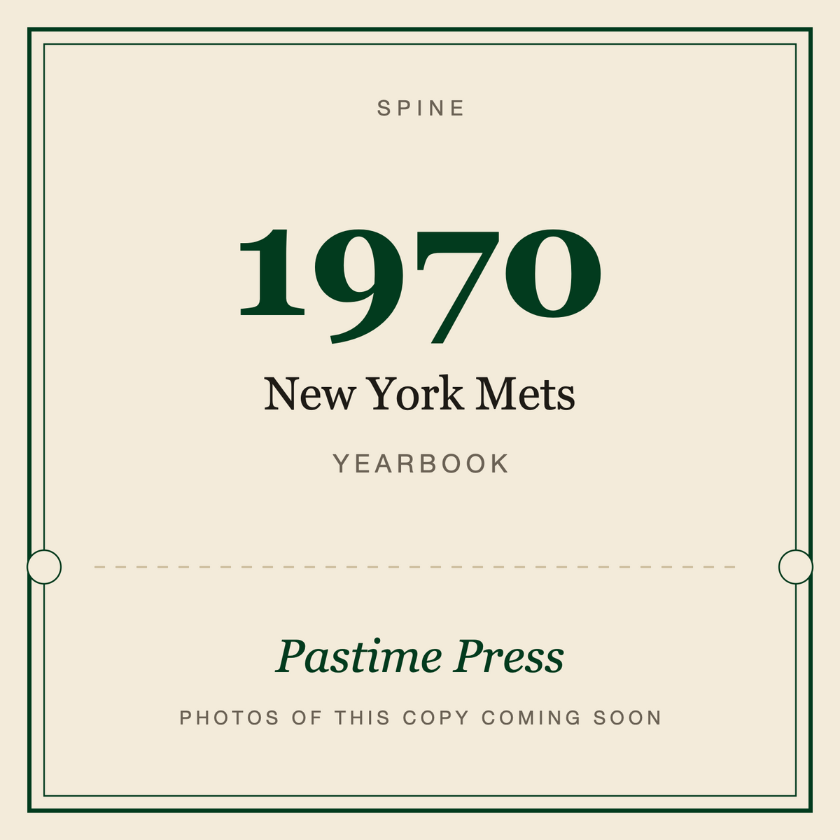 1970 New York Mets Yearbook, spine