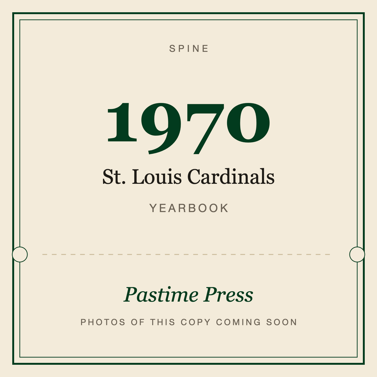 1970 St. Louis Cardinals Yearbook, spine