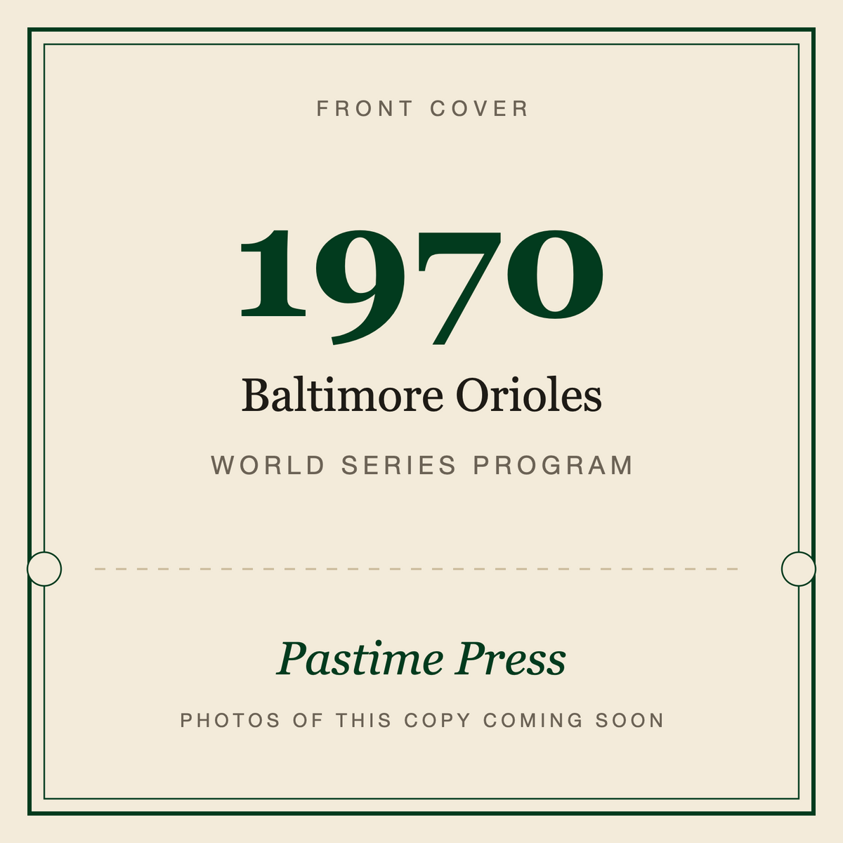 1970 Baltimore Orioles World Series Program, front cover