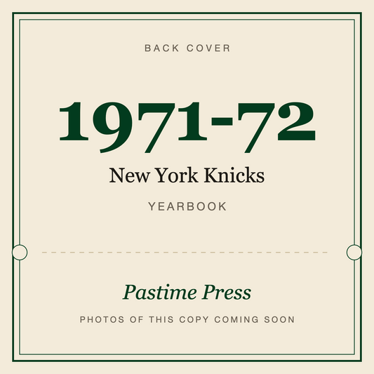 1971-72 New York Knicks Yearbook, back cover