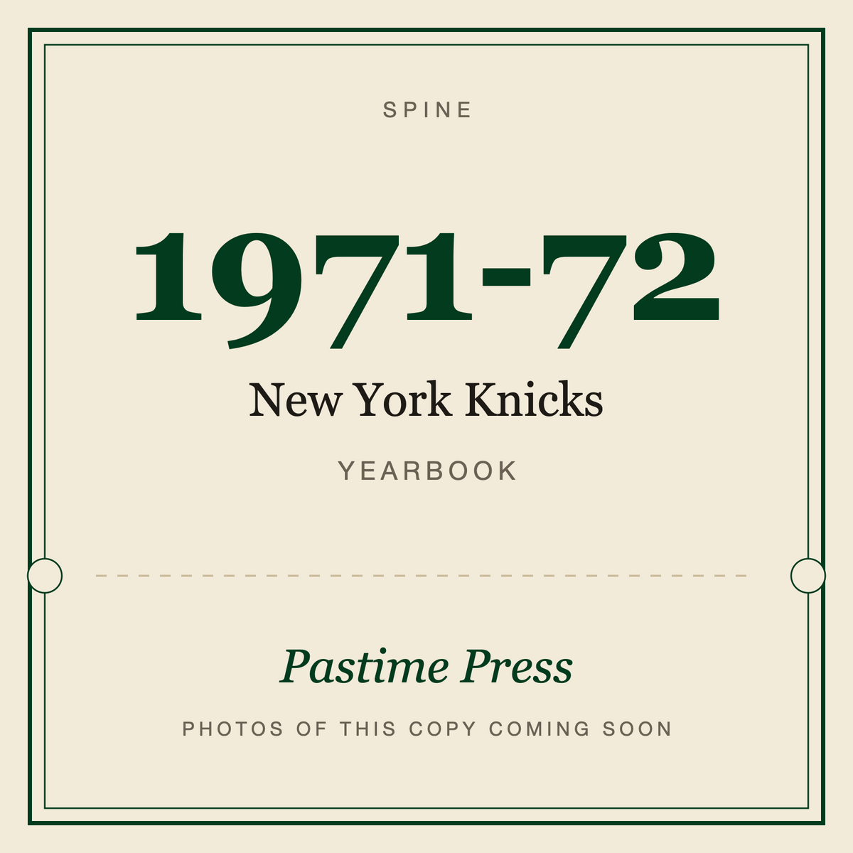 1971-72 New York Knicks Yearbook, spine
