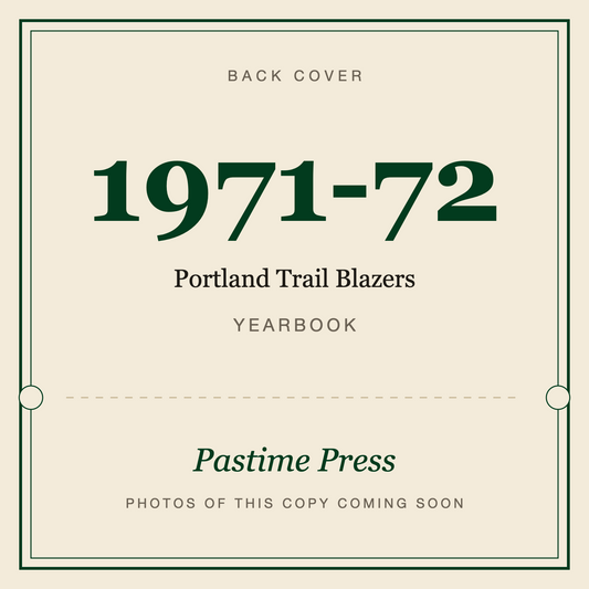 1971-72 Portland Trail Blazers Yearbook, back cover