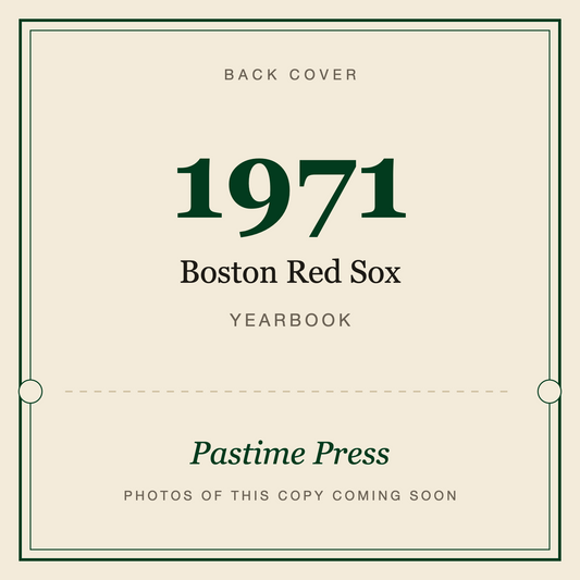 1971 Boston Red Sox Yearbook, back cover