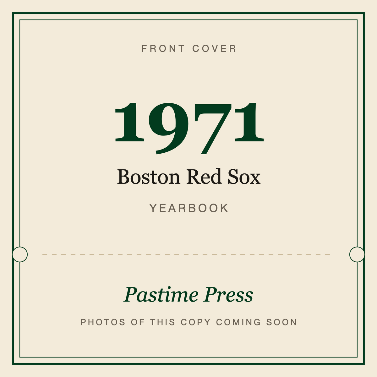 1971 Boston Red Sox Yearbook, front cover