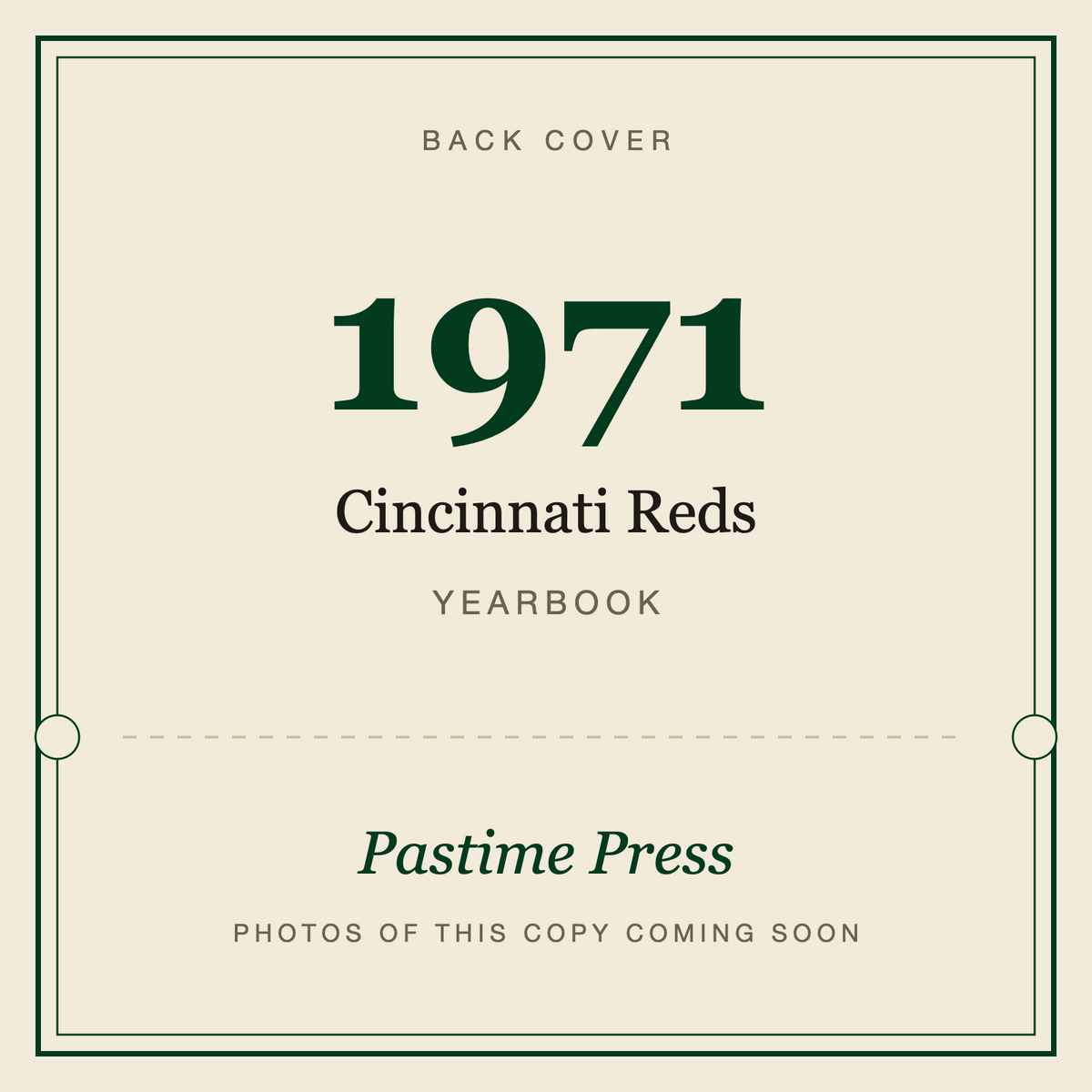 1971 Cincinnati Reds Yearbook, back cover