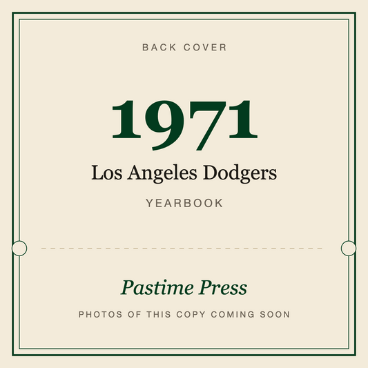 1971 Los Angeles Dodgers Yearbook, back cover