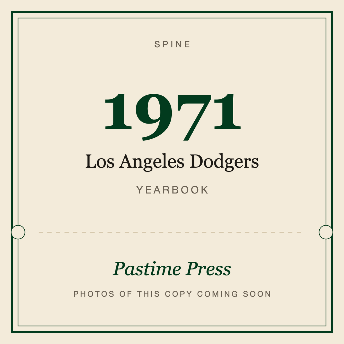 1971 Los Angeles Dodgers Yearbook, spine