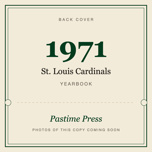 1971 St. Louis Cardinals Yearbook, back cover