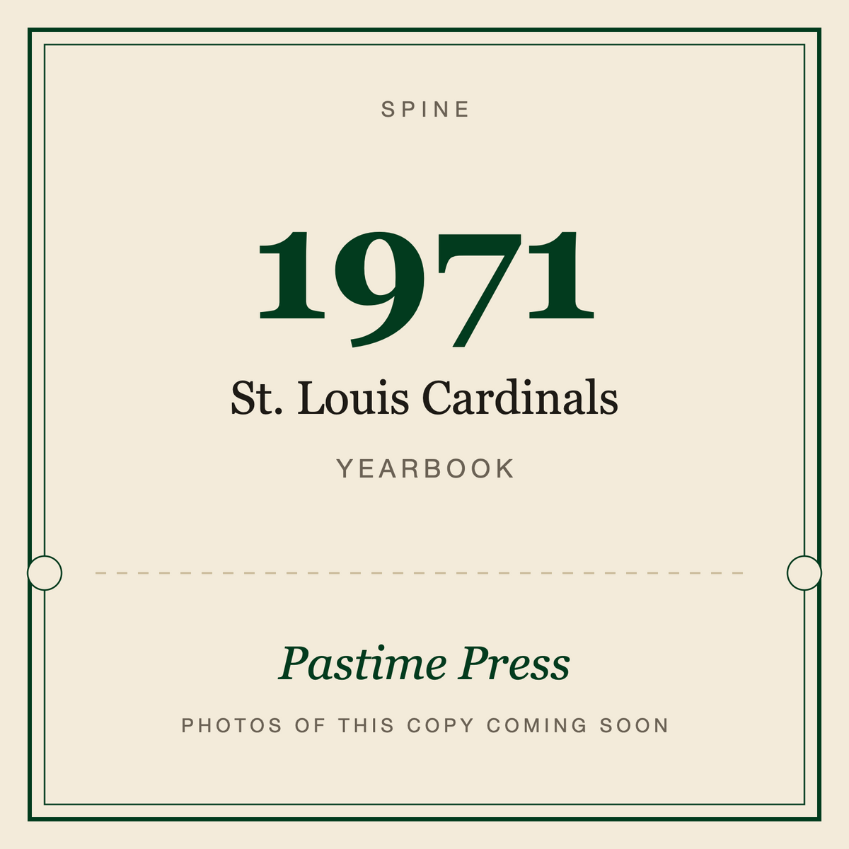 1971 St. Louis Cardinals Yearbook, spine