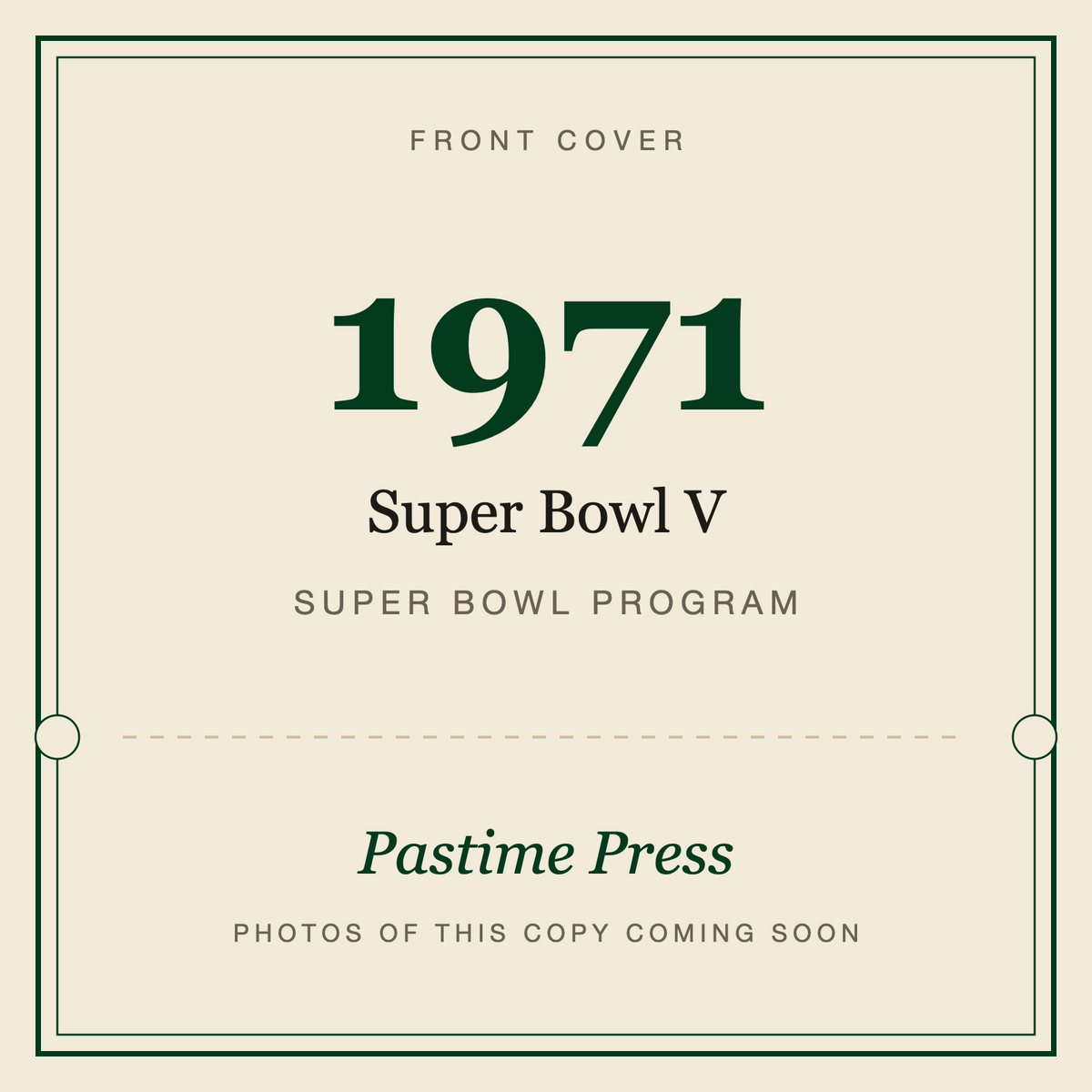 1971 Super Bowl V Program, front cover