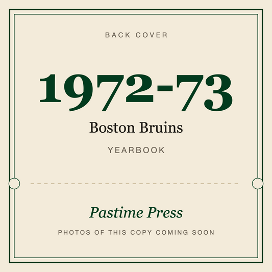 1972-73 Boston Bruins Yearbook, back cover