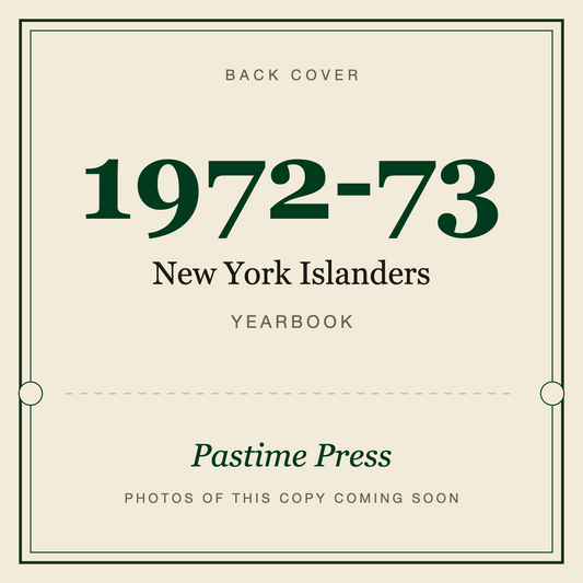 1972-73 New York Islanders Yearbook, back cover