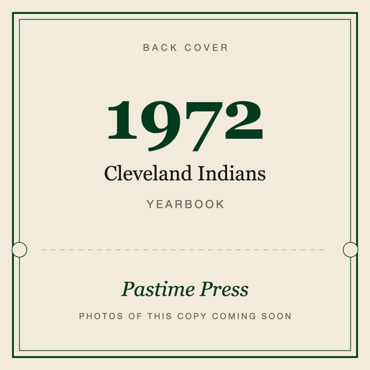 1972 Cleveland Indians Yearbook, back cover