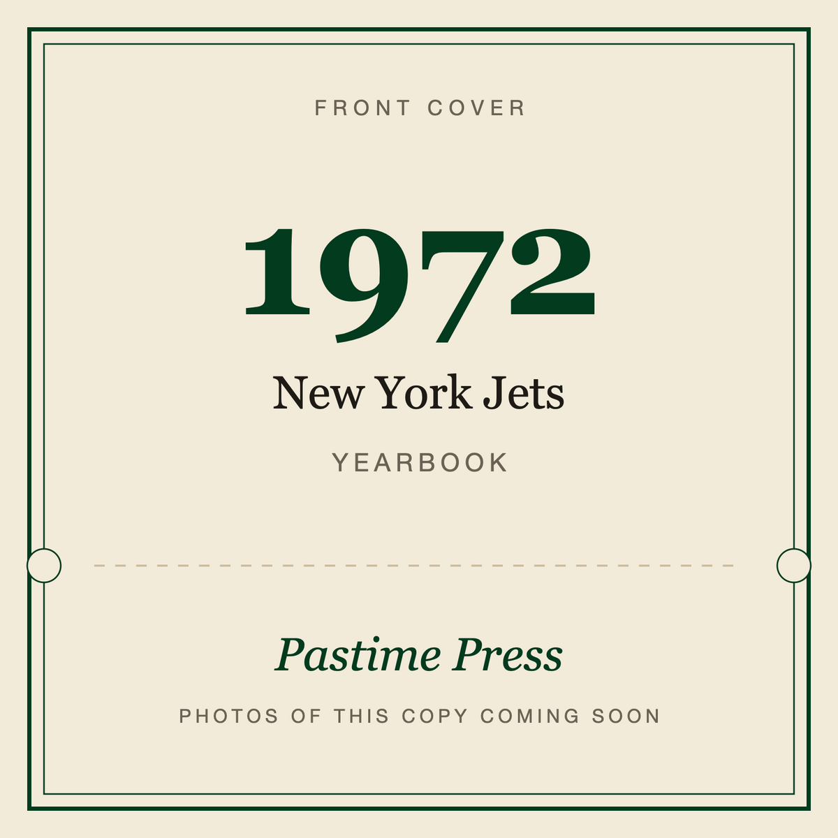1972 New York Jets Yearbook, front cover