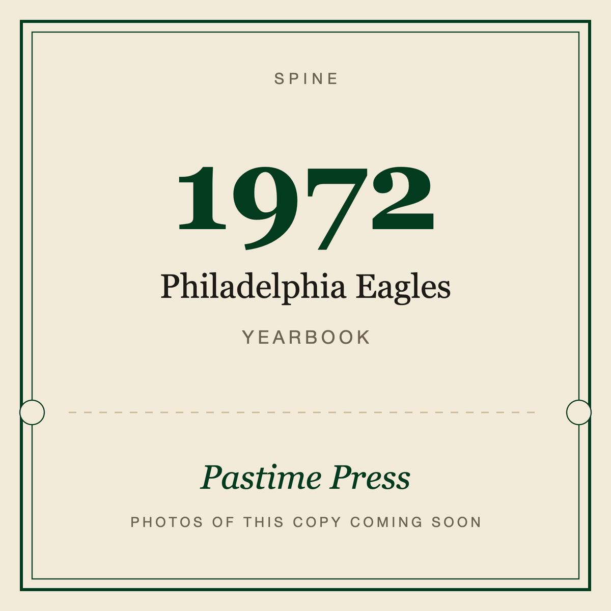 1972 Philadelphia Eagles Yearbook, spine