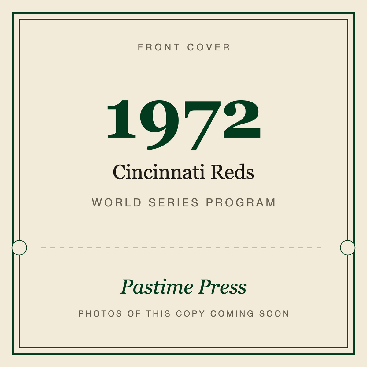 1972 Cincinnati Reds World Series Program, front cover
