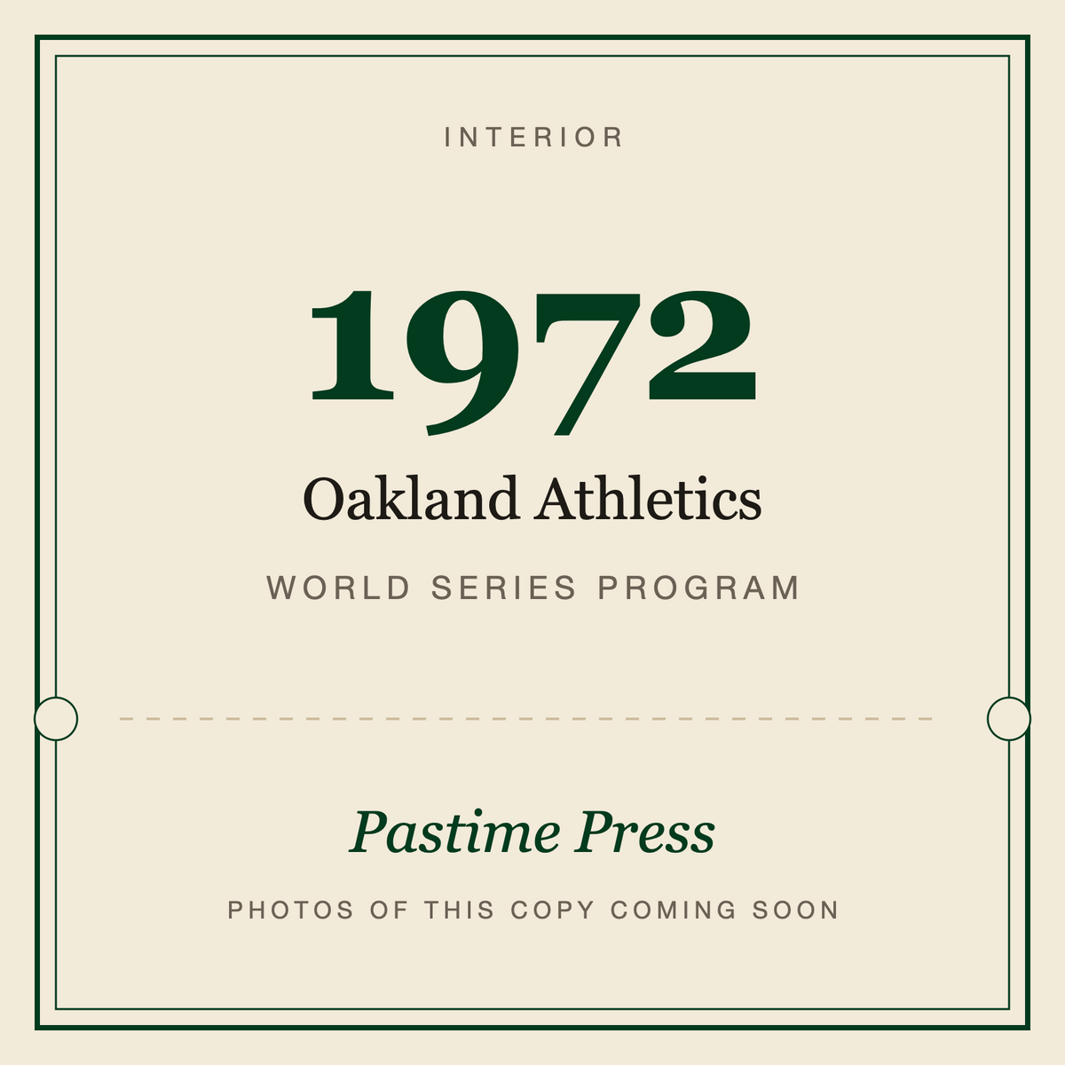 1972 Oakland Athletics World Series Program, interior