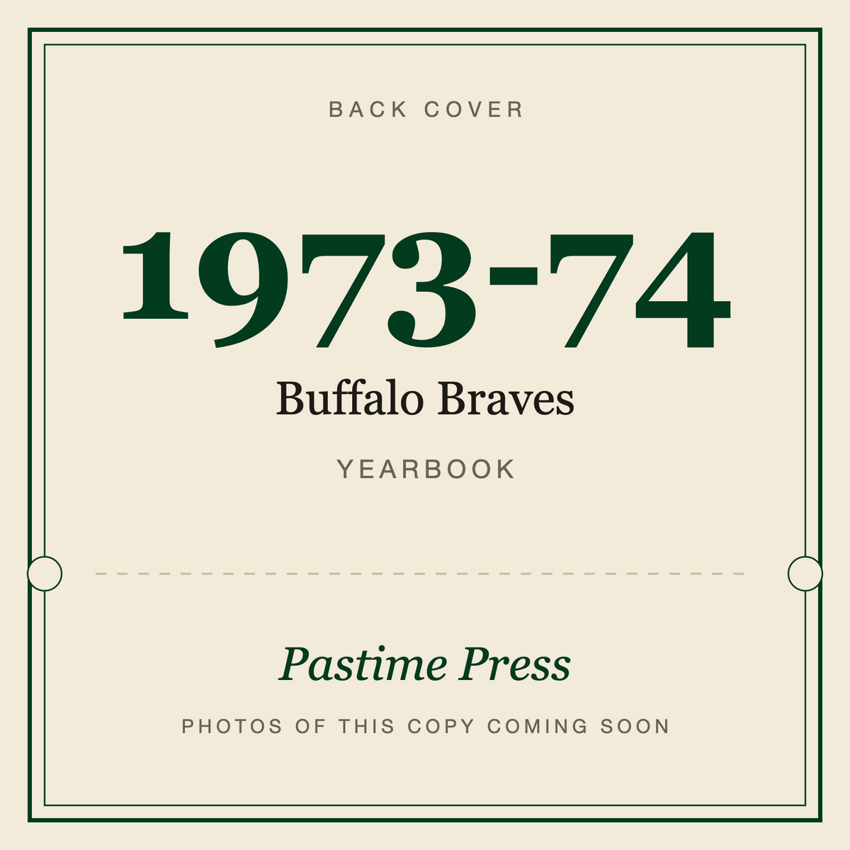 1973-74 Buffalo Braves Yearbook, back cover