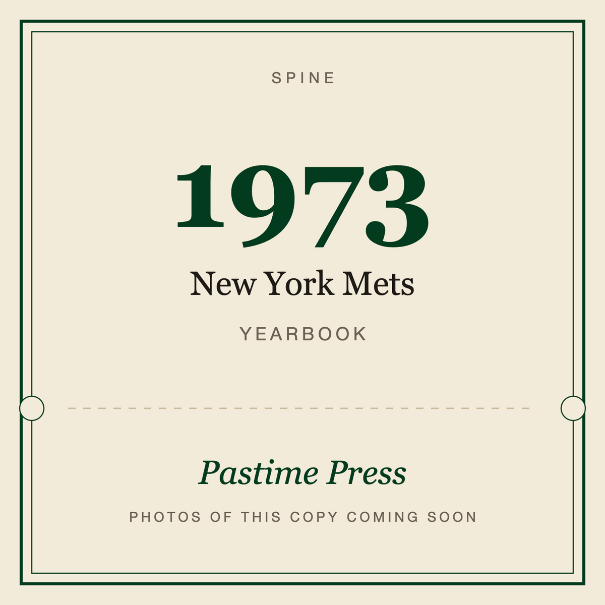 1973 New York Mets Yearbook, spine