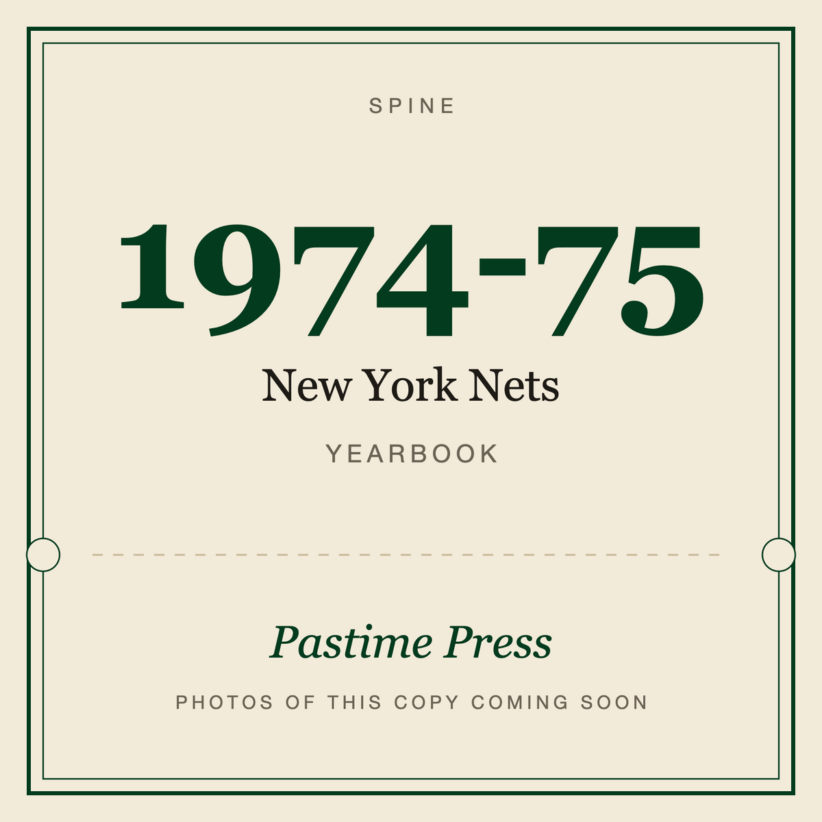1974-75 New York Nets Yearbook, spine