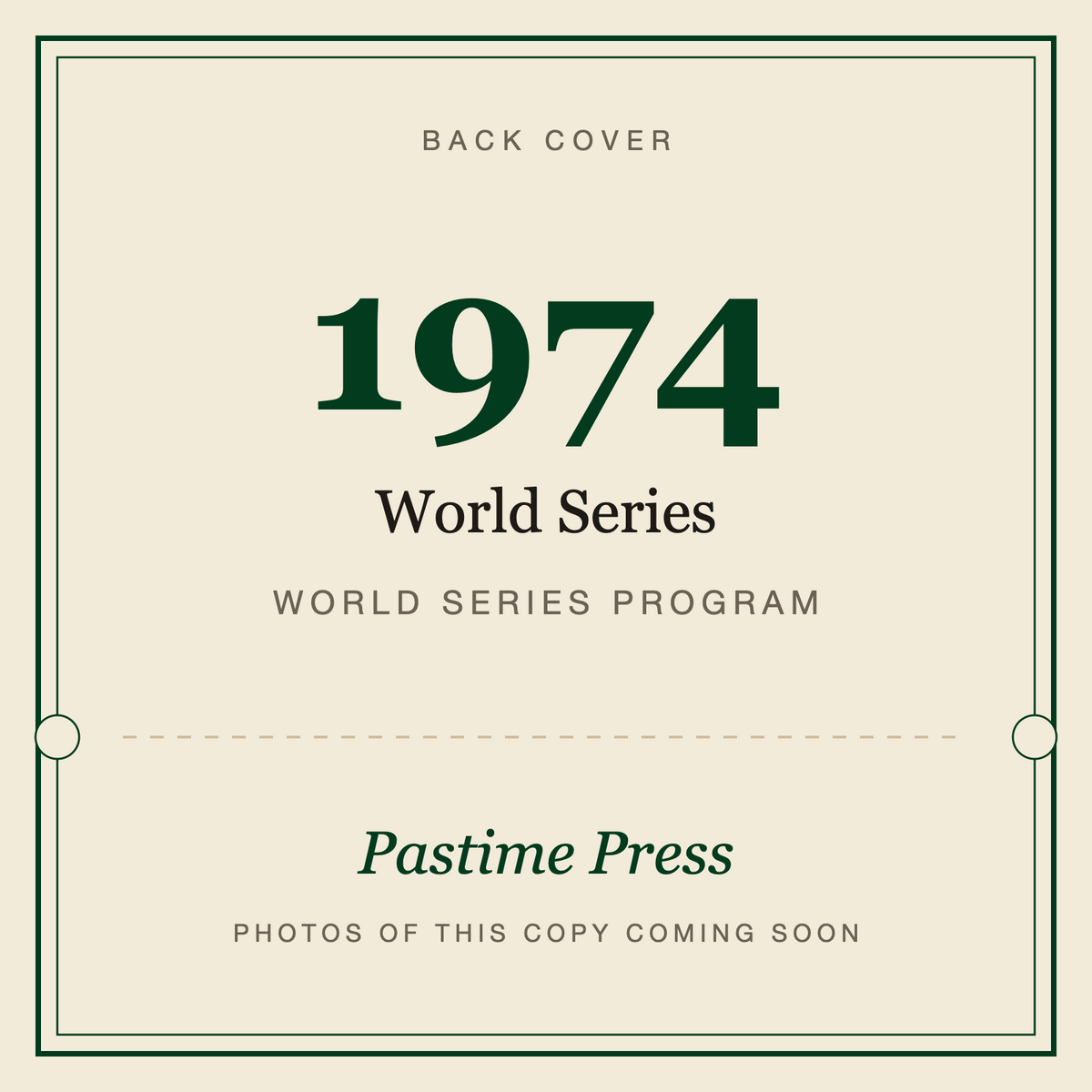 1974 World Series Program, back cover